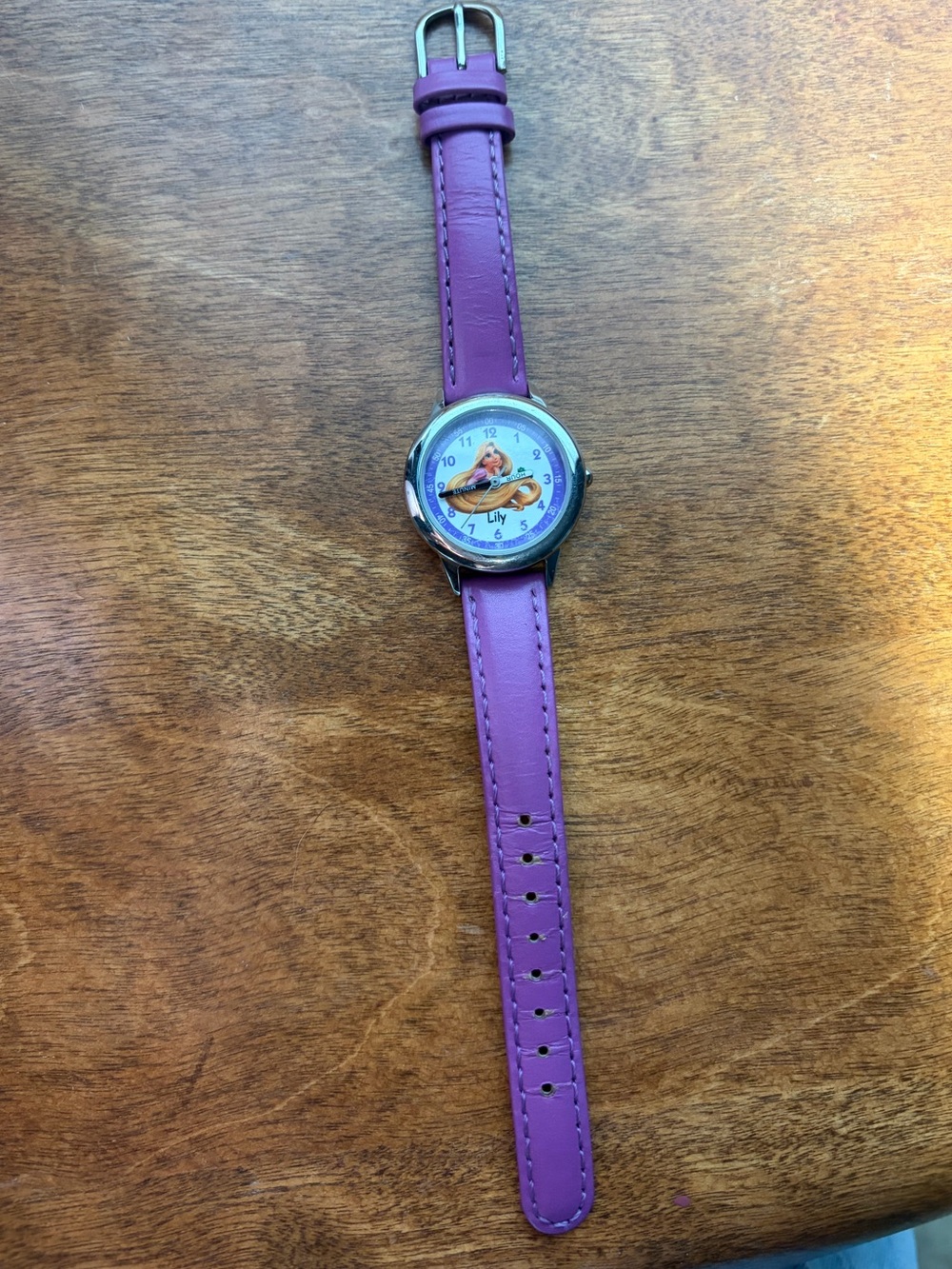 Vintage Disney’s Rapunzel personalized time teacher watch with leather strap